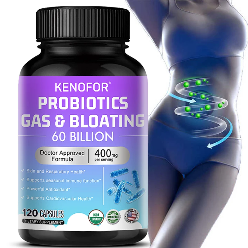 Gut Health Supplement - Immune Antioxidant Weight Loss Cleansing Detox Probiotics 60 Billion CFU Capsules