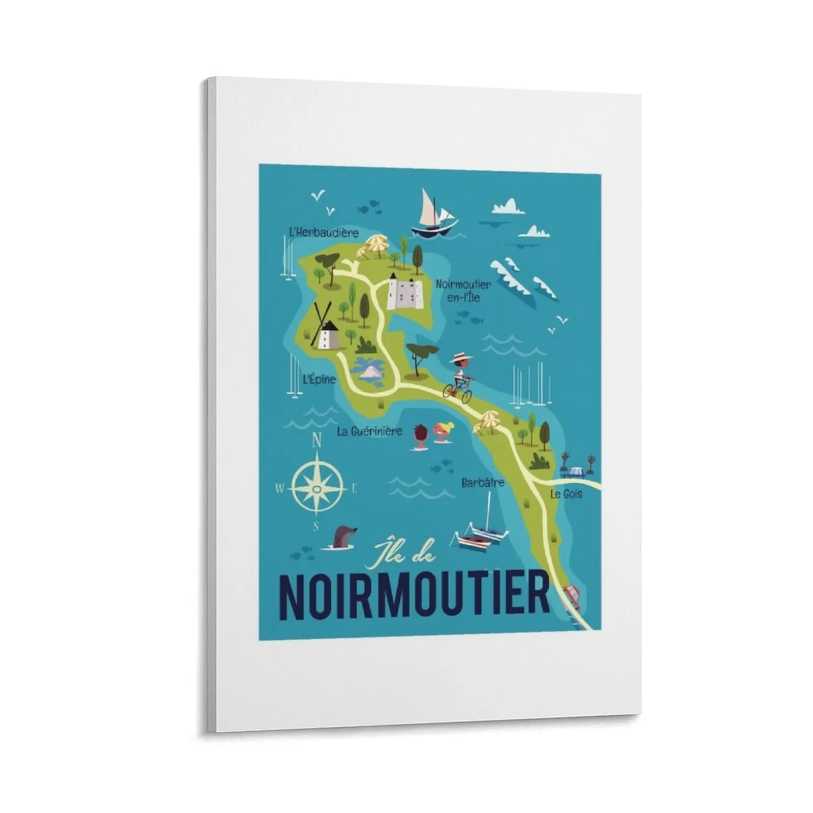 

Ile de Noirmoutier map poster Canvas Painting home decor home decor interior living room decoration wall decor