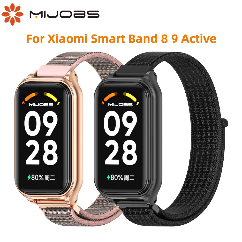 Mi Band 8 9 Active Strap for Xiaomi Smart Band 8 Active Bracelet Global Version Nylon Loop Watch Band Miband 8 Active Wristband