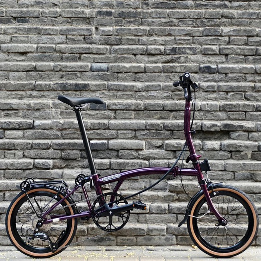 AliExpress CRANSTON R9 Purple 16 Inch 9 Speed C-Brake Portable 4130 CRMO Tri Fold Frame 349 Wheel Retro Folding Bike M /S Handlebar