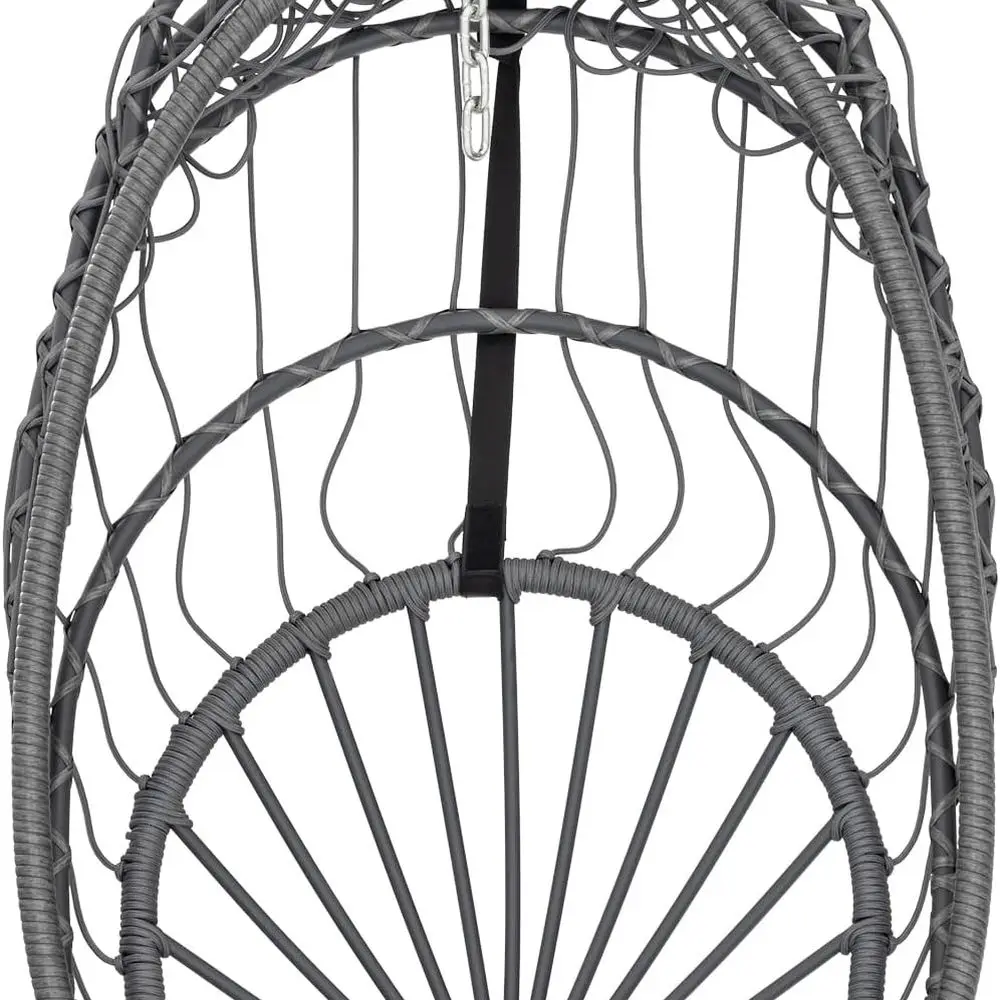 كرسي بيضة معلق من الخيزران من TIFICY للمساحات الداخلية/الخارجية، الفناء، غرفة النوم، إطار فولاذي من الألومنيوم، وسادة مقاومة للأشعة فوق البنفسجية، 35 #5