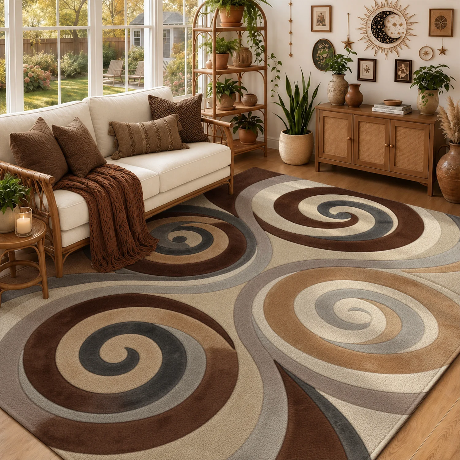 Abstract Swirl Pattern Area Rug Velvet Soft Machine Washable Floor Rug for Living Room Bedroom Dining Room Halloween Thanksgiving Christmas New Year Black Friday Cyber Monday Home Decor