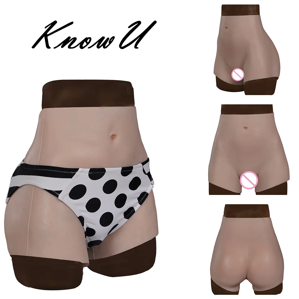 KnowU L Size Oil-free Silicone Pants Hip Up  Artificial Penetrable Fake Vagina Pant Pussy Pants For Crossdresser Transgender