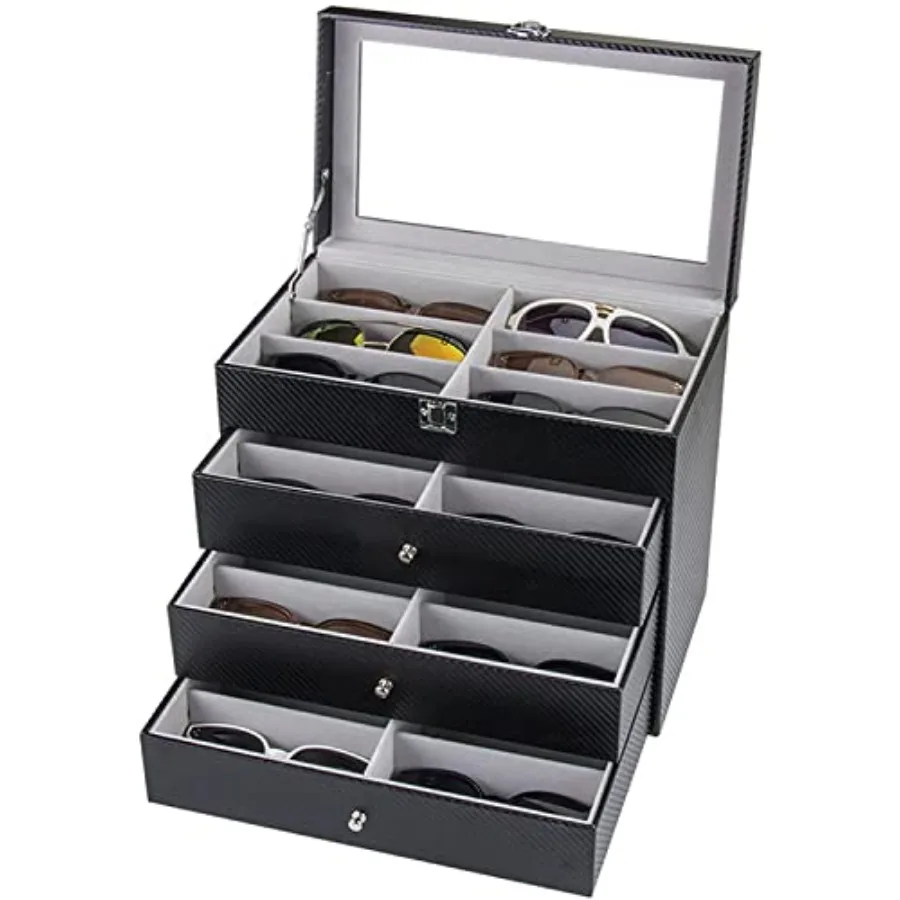 

4 Layer Sunglass Organize Box4 Layer 24 Slots Multiple Glasses Organizer Eyeglass Sunglass Storage Box Display Black
