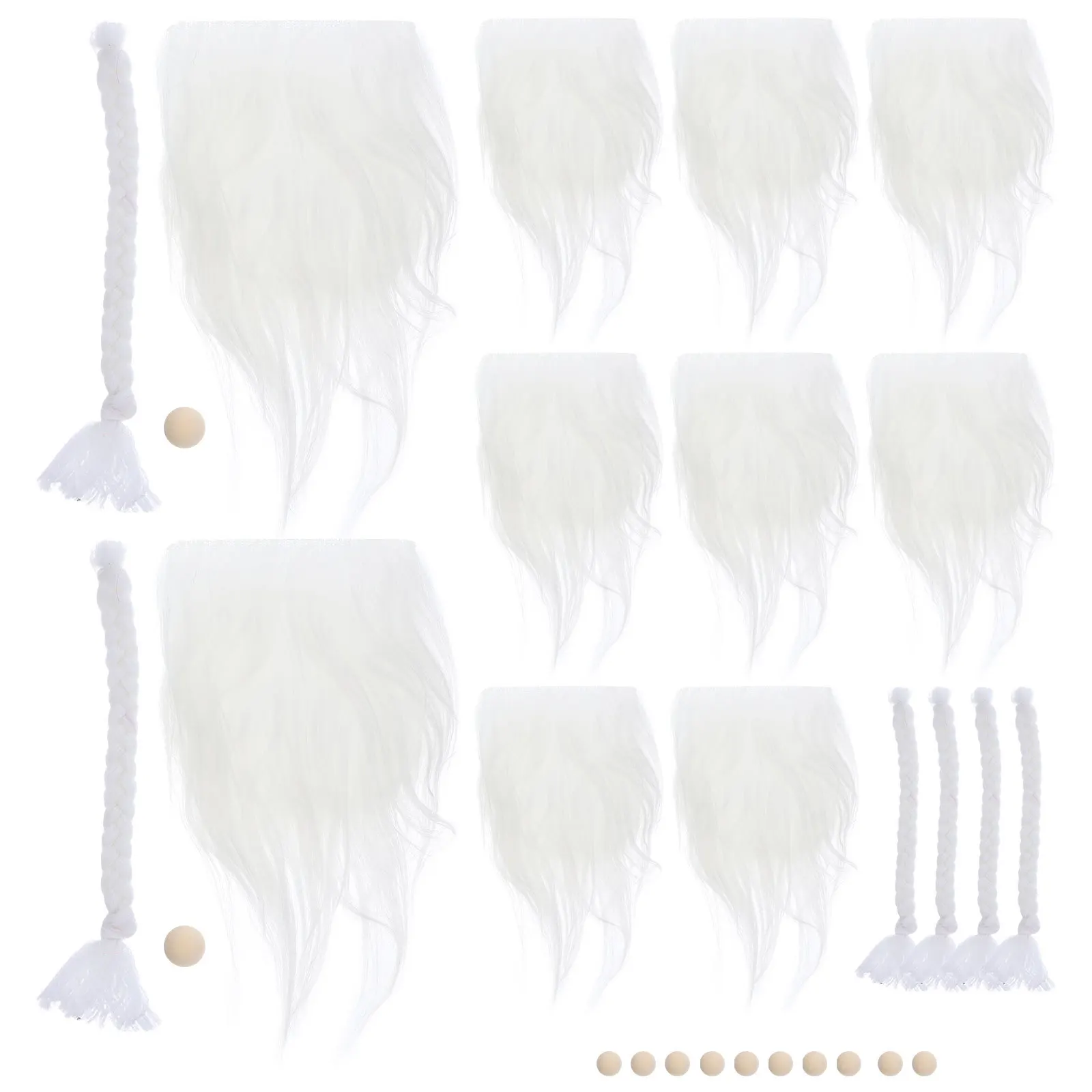 

1Set Gnome Beards Braids DIY Craft Material Long Hair Beard Replacement Wooden Nose for Gnome Making Pre-Cut Beard