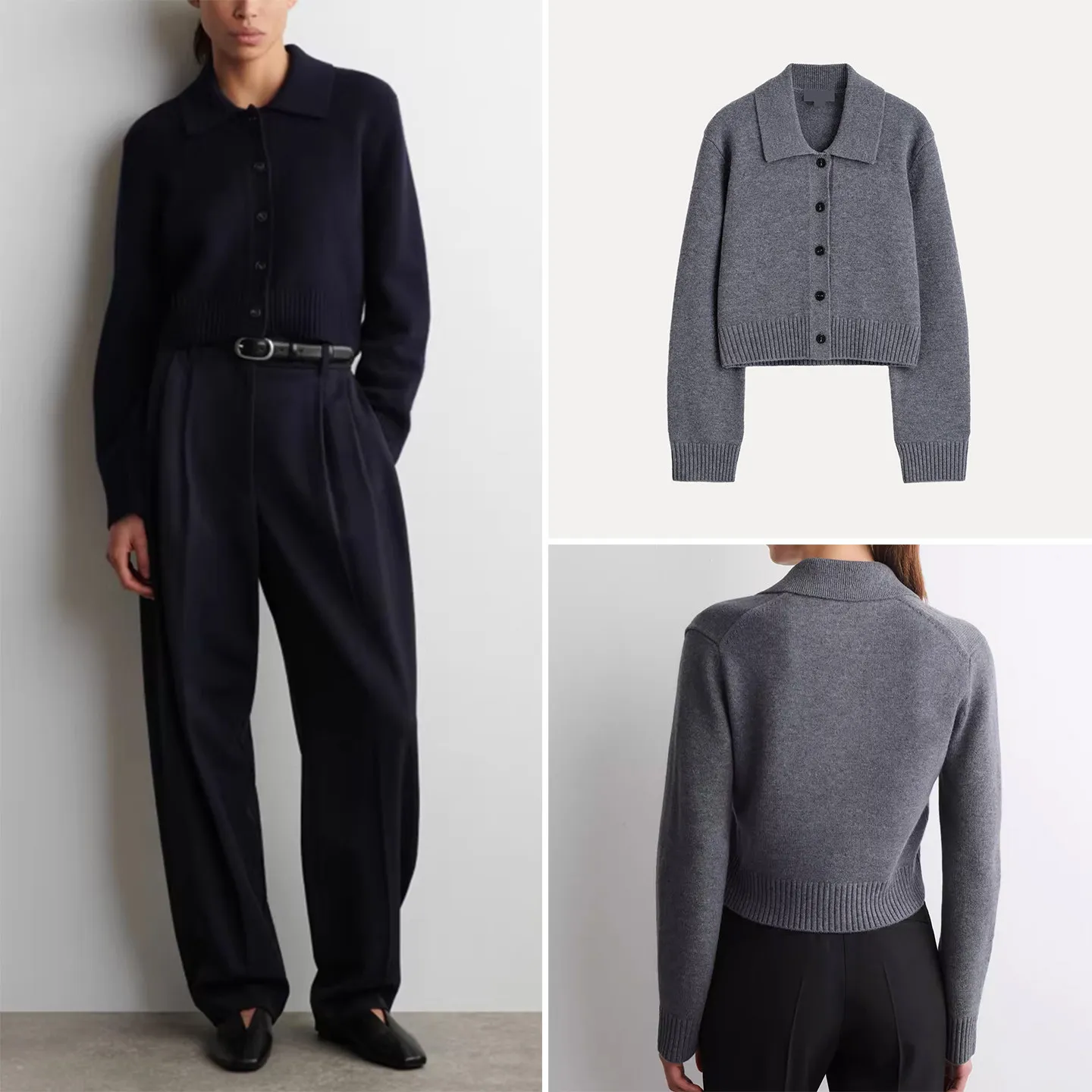 

Модный женский вязаный кардиган с отложным воротником, укороченный, с длинными рукавами, новинка зимы