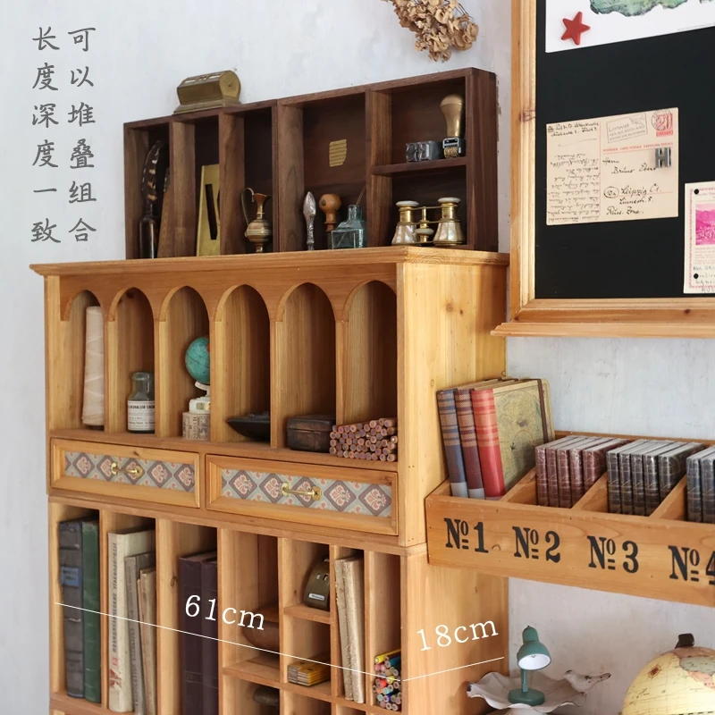 Desktop Storage Box Drawer Type Wooden Locker Hand Account Stationery Brush Desk Organizing Shelves