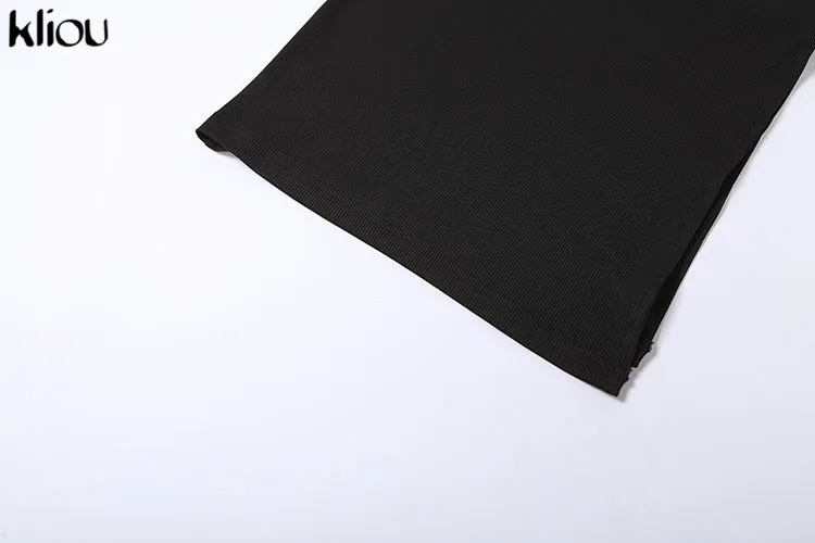 Kliou Elegante Büro Dame Maxi Kleid Frauen Solide Mode drehen-unten Kragen Kurzarm Taste Seite Schlitz Körper-gestaltung Straße Robe – Detail 7