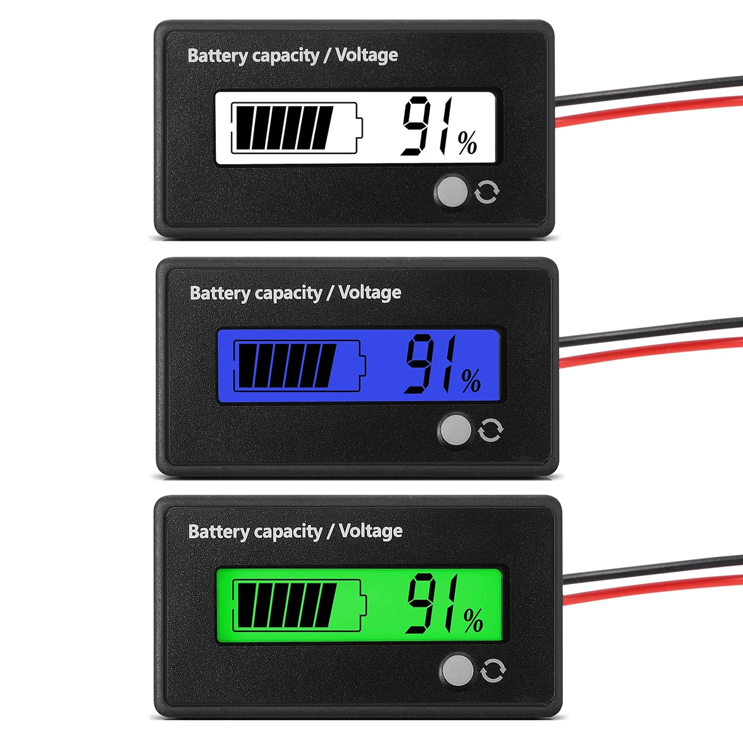 

DC 12V 24V 36V 48V 72V Lead Acid Lithium Battery Capacity Voltage Meter with Alarm Gauge Indicator Battery Indicator Monitors