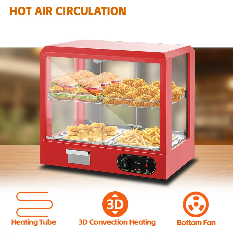 Hot Food Warmer Display Cabinets With Heating Tube For Hotels And Restaurants