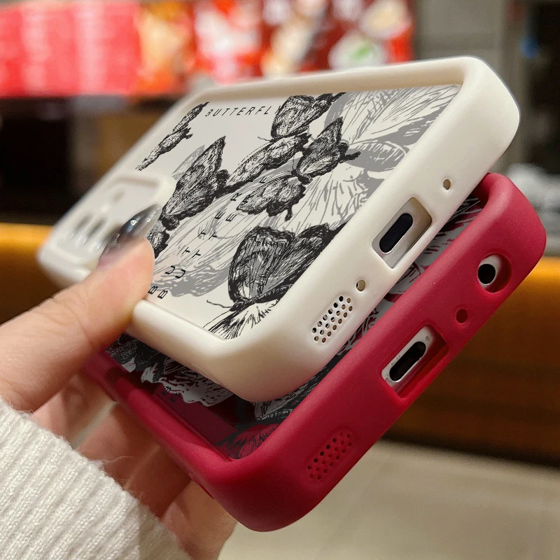 Ink Butterfly Case For Samsung Galaxy S26 S25 S24 S23 S22 Ultra S25 S24 FE S25 Edge A57 A37 A15 A36 A53 A54 A56 5G Phone Cover ﻿