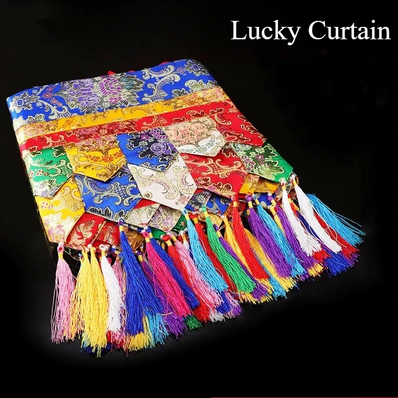 Tibetan Style Five Colors Eight Auspicious Symbols Drapery Tablecloth Wall Decoration Household Temple Worship Study Rooms Zen