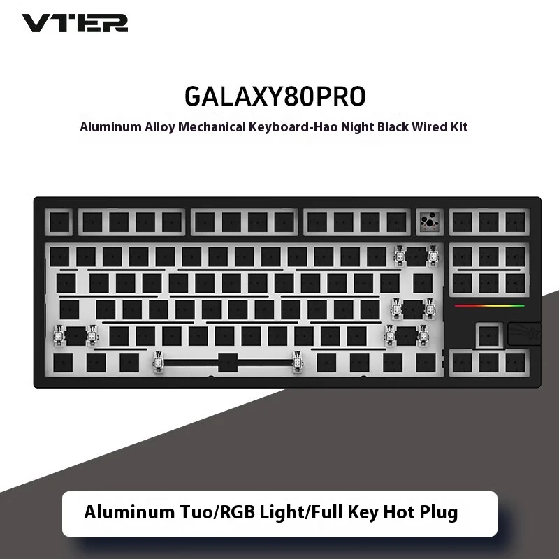 Imagem -03 - Kit de Teclado Mecânico Vter-alumínio Junta Tri-mode sem Fio Jogo de Metal Cnc Rgb Custom Galaxy80 Pro 88 Chaves