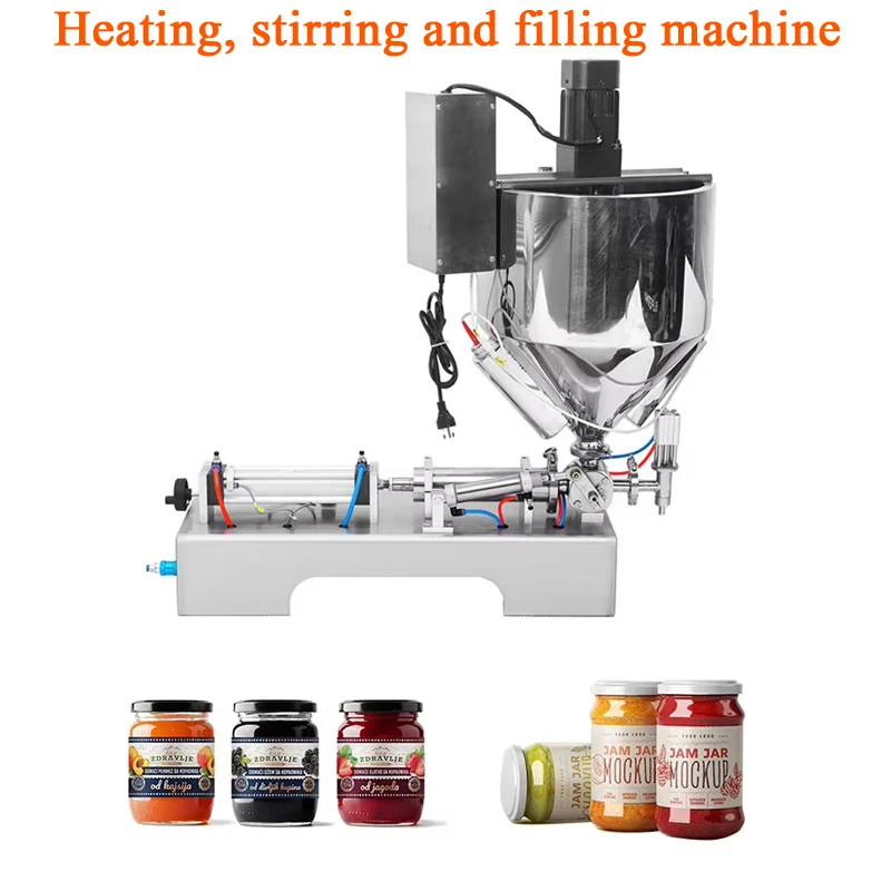 

PBOBP Полуавтоматическая заправка для салата, фасоль-паста, варенья, арахисовое масло, жидкая нагревательная машина для перемешивания и розлива