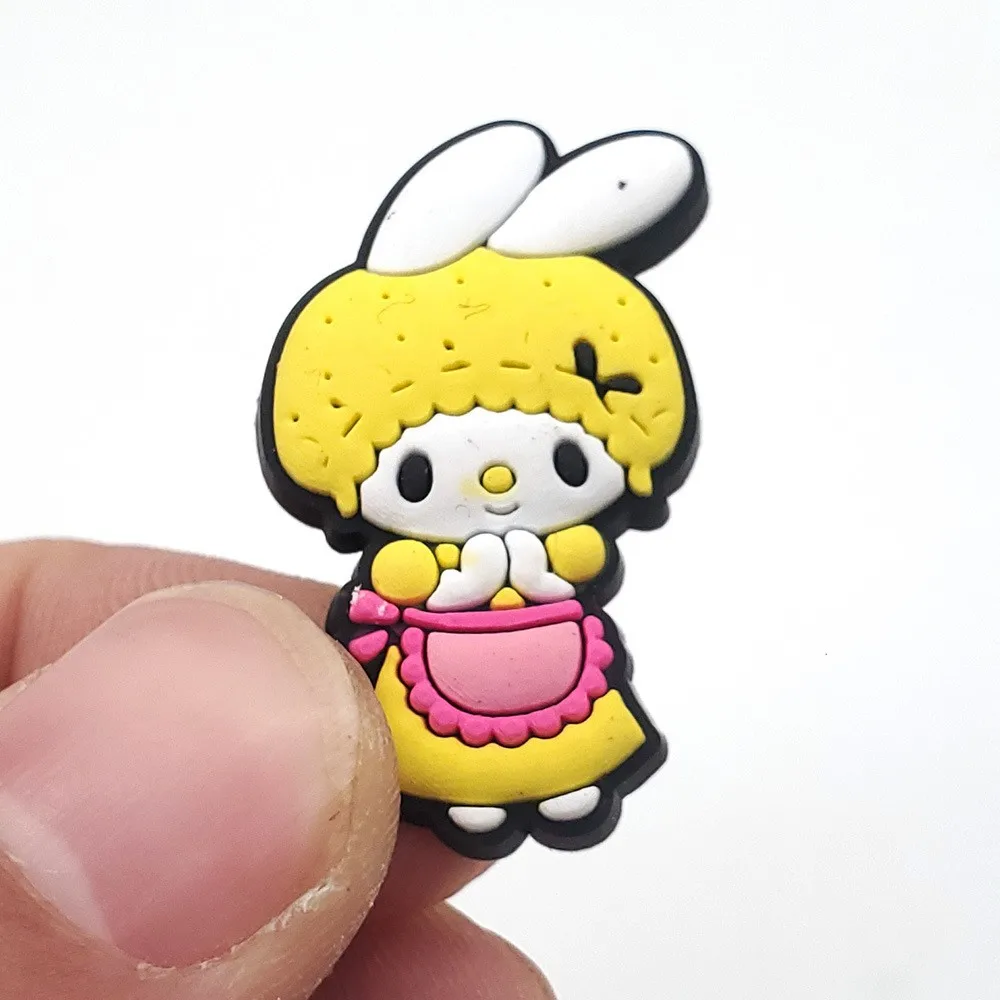 MINISO Cartoon Cute Melody Serie Clogs DIY Shoe Flower Decorative Buckles Detachable Soft Rubber Shoe Decorations Shoe clips