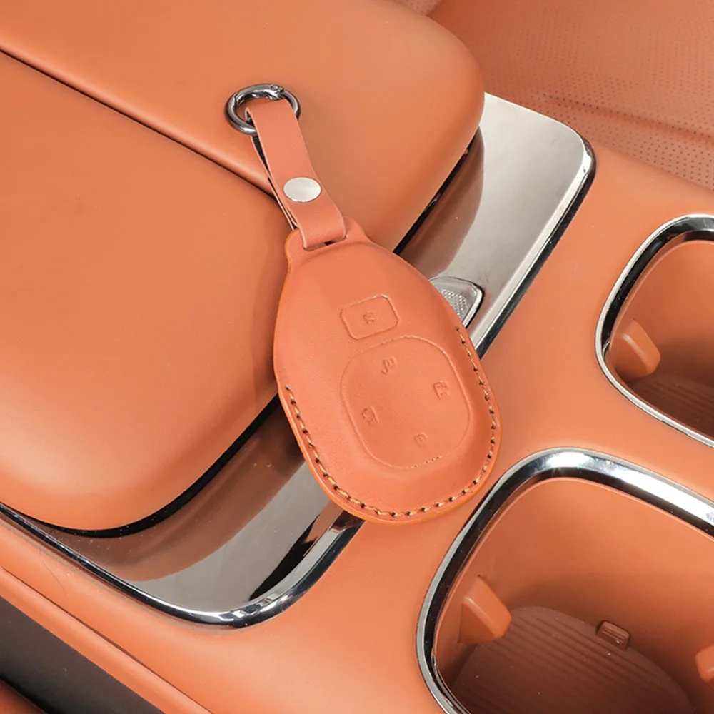 

For GAC Trumpchi S7 2025 2026 Original Color Leather Keycase Car Accessories Key Protection Case Scratch-resistant Drop-proof
