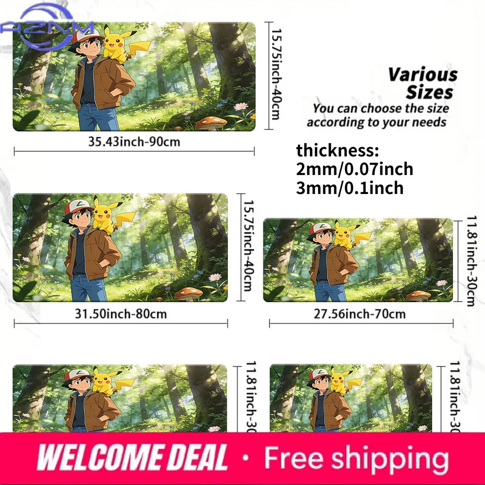 

Pokemon Ash & Pikachu Forest Gaming Desk Mat Non-Slip Washable Mouse Pad