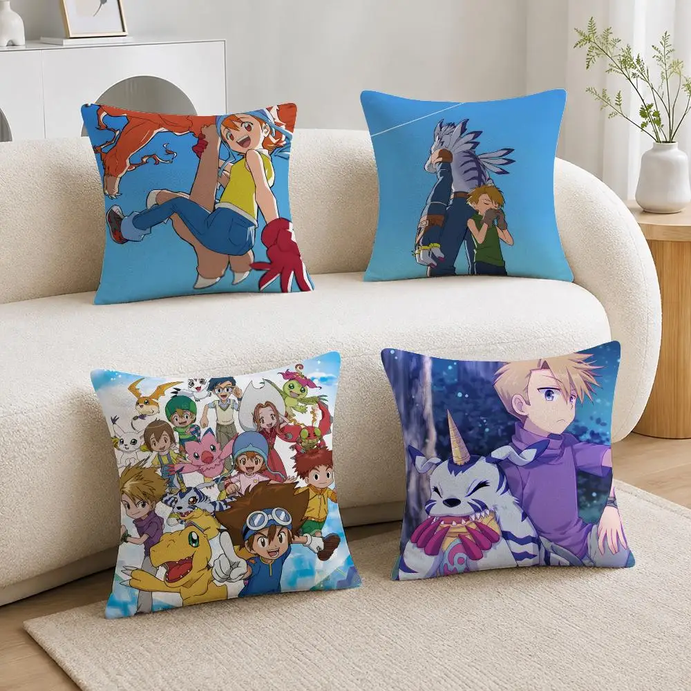 Classic Digital Monster Anime Digimon Cushion Cover Soft Fluffy Short Plush  Pillow Case  Sofa Bed Home Decor