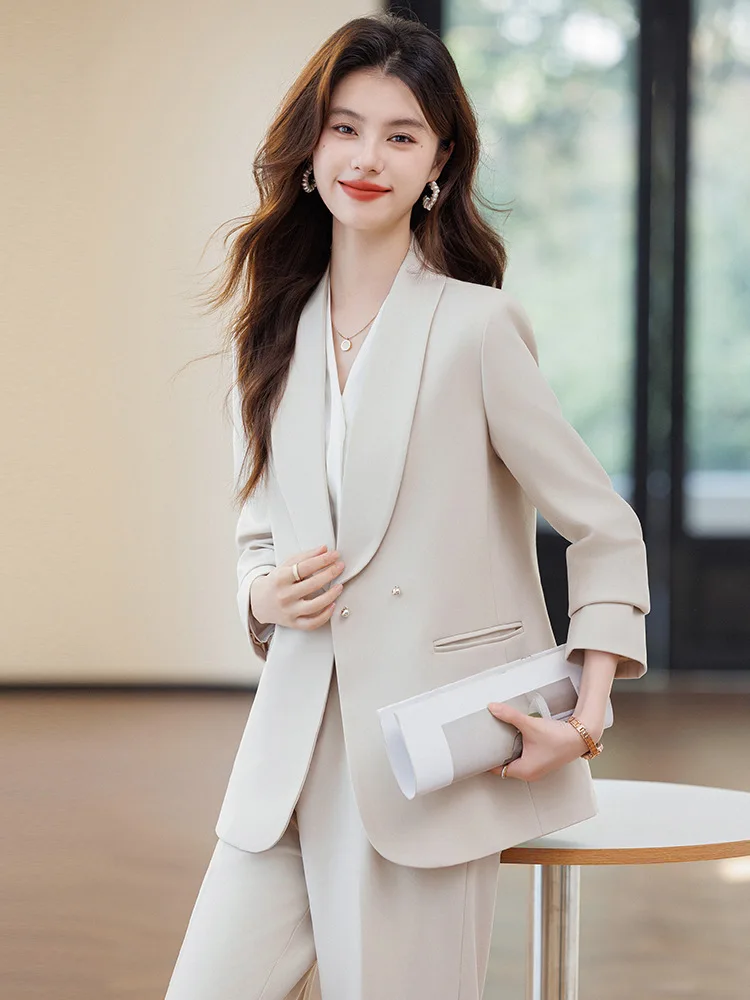 

Off-white women's professional suit for spring2025New high-end, stylish, casual blazer workwear