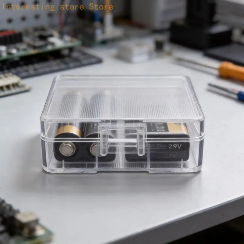 2 Slot 9V Battery Holder Box for Home Storage Setups Use Divided Interior 55KC
