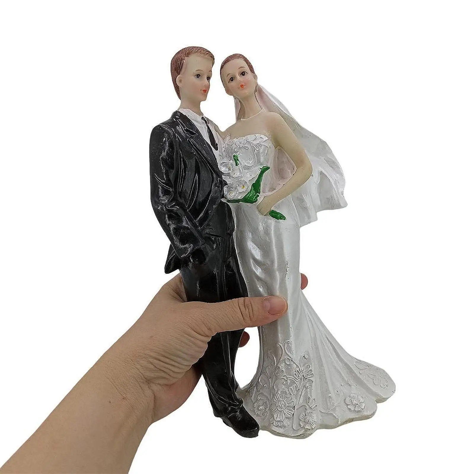 Romantic Couple Figurine Groom Bride Figure Engagement Party Desk Lover Statue for Cake Topper Bedroom Newlywed Bookshelf Office