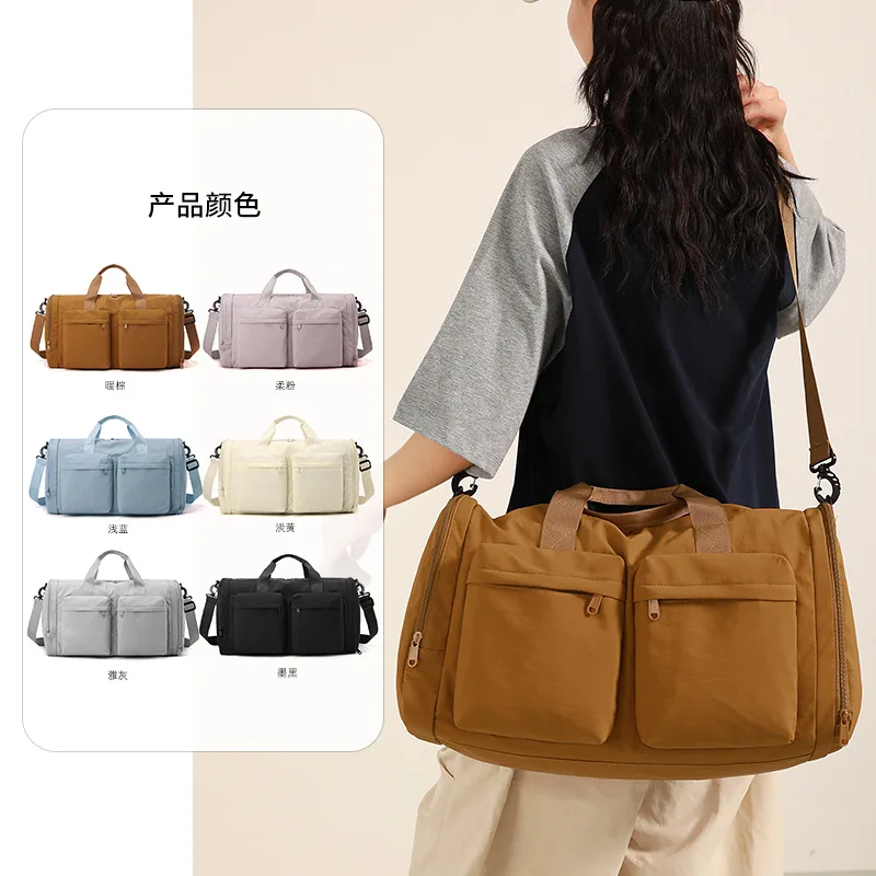 

Fashion New Storage Bag Travel Bag Hand Carry Bag Canvas Women Yoga Sports Fitness Foldable Large Capacity Multiple Pockets
