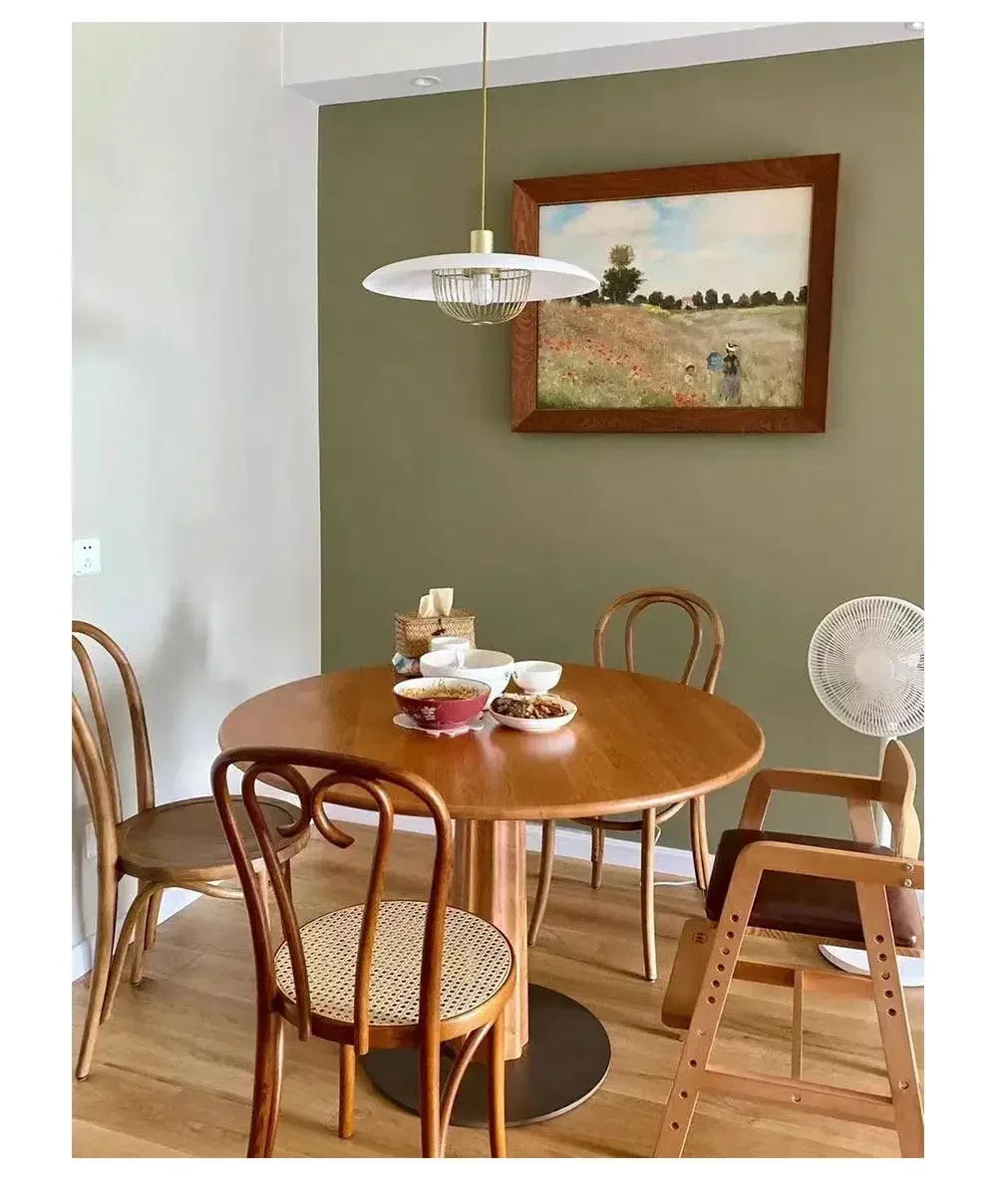 DSA-- retro light luxury simple dining chair retro light luxury dining chair beech solid wood casual chair