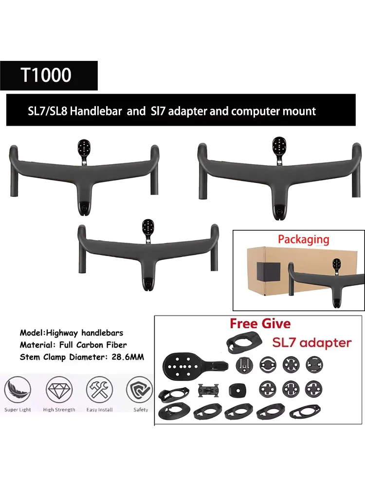 AliExpress 2025 New For Sl7 Sl8 Full Internal Cable Routing Road Bicycle Handlebar T1000 Carbon Integrated Cockpit Di2 Carbon Handlebar