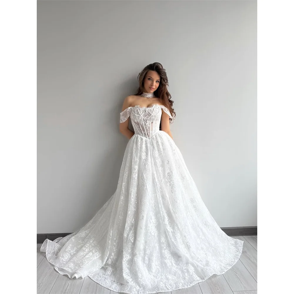

Lorrtta Lace Off The Shoulder White Ball Gown Premium Designer Beautiful Princess Prom Dress Quinceanera Gown Customized
