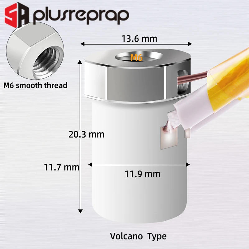 24V Volcano Hot End Ceramic Heating Core with B3950 or 104NT Thermistor for  Anycubic Vyper Kobra Pursa I3  3D Printer Hotend