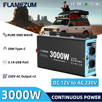 3000W Continuous Power Pure Sine Wave Inverter Peak Power 6000W DC 12V to AC 230V 50HZ EU Socket LCD Car Voltmeter Converter