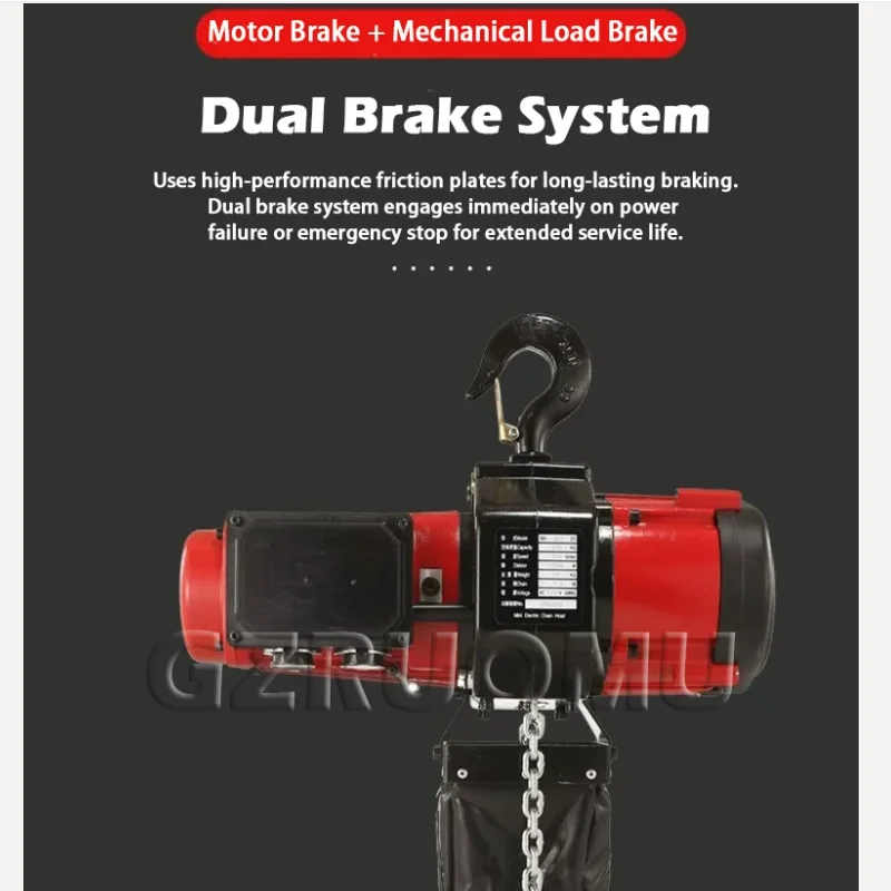 220V Electric Chain Hoist Adjustable Speed Small Alloy Steel Chain Electric Hoist 1000KG/2000KG Brushless Motor for Construction