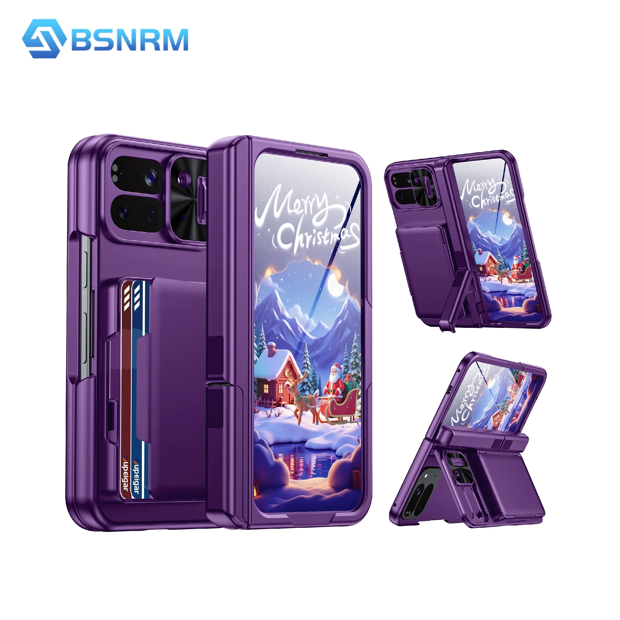 

Christmas Gift,for Google 10 Pro Fold Case,Built in Kickstand,Screen Protector,Card Holder [RFID Blocking] Camera Cover-Purple