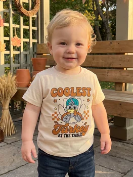 Toddler Thanksgiving Turkey Print T-Shirt 6 Sleeve Turkey Boys Turkey-Print Thanksgiving Shirt T Print Short Sleeve Sleeve Turkey Toddler Boys Girls 6
