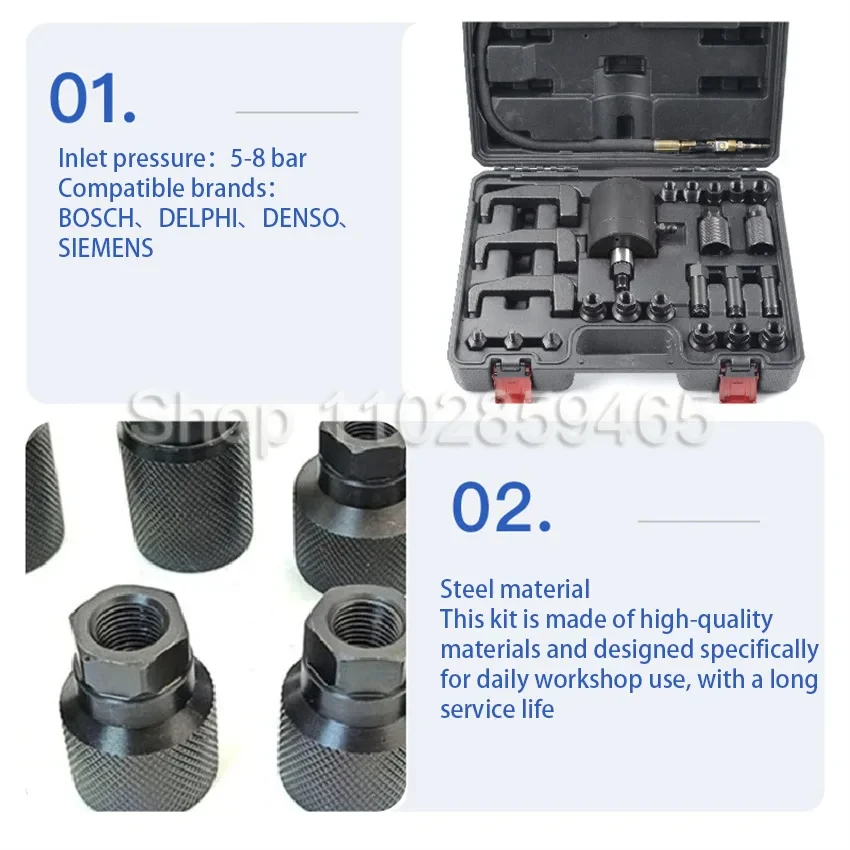 NEW Diesel Injector Removal Puller Pneumatic Injector Extractor Puller Kit car tools For Bosch,Delphi,Simens,Denso