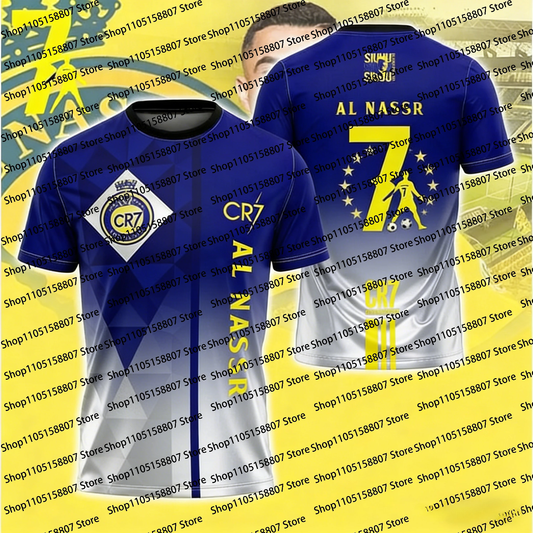 قميص تدريب كرة القدم EvoNova CR7 Al Nassr صيفي جديد لعام 2026 لكل من الرجال والنساء، قميص رياضي عصري سريع الجفاف