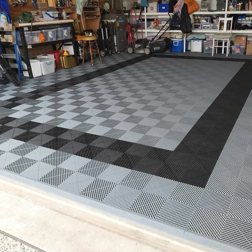 

Detachable Anti-Slip Garage Floor Tiles Colors Customized Plastic Modular Interlocking Garage Slabs