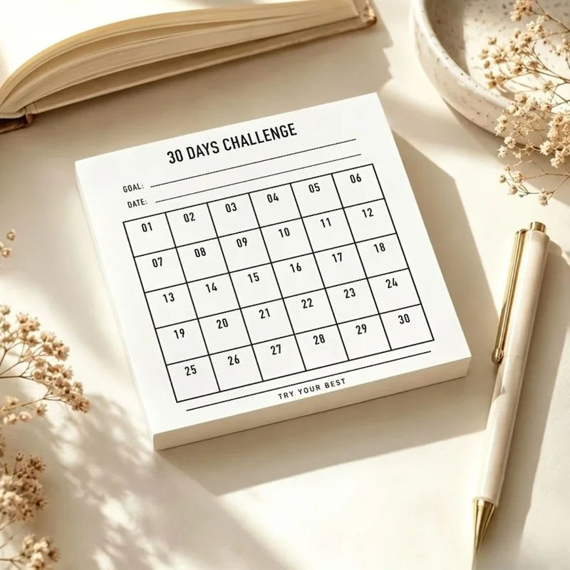 50sheets/pack 30 Days Challenge Tracker Cards Minimalist Habit Tracker Card Daily Goal Planner Checklist Card for Study Fitness