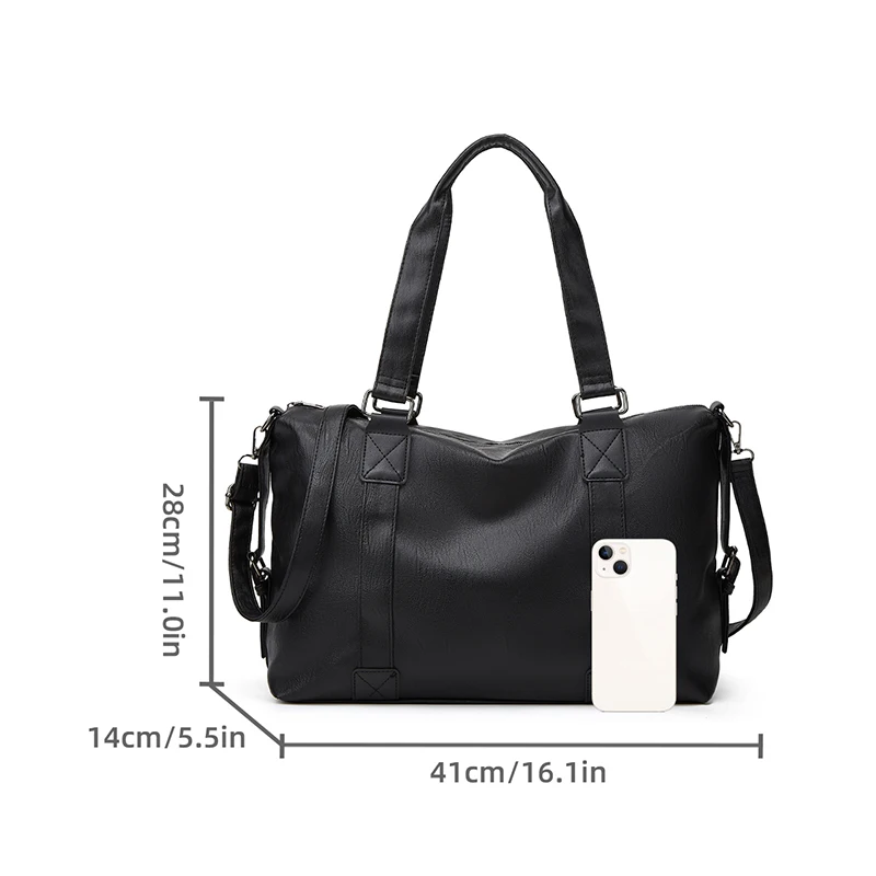 Large Capacity Black Shoulder Bags For Women Large Shopper Bag Solid Color Soft Leather Crossbody Handbag Lady Travel Tote Bag image 6