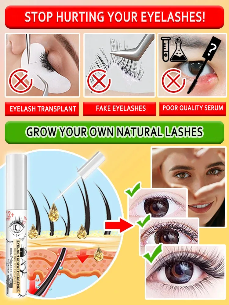 Natural eyelash growth serum, fast eyelash growth in 7 days