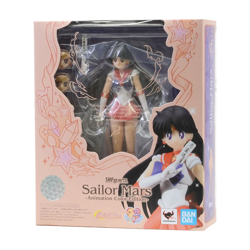 Bandai Sailor Moon Figure SHF Hino Rei Mars Joint Action Genuine Anime Figure Model Action Toy Figure Toys for Children