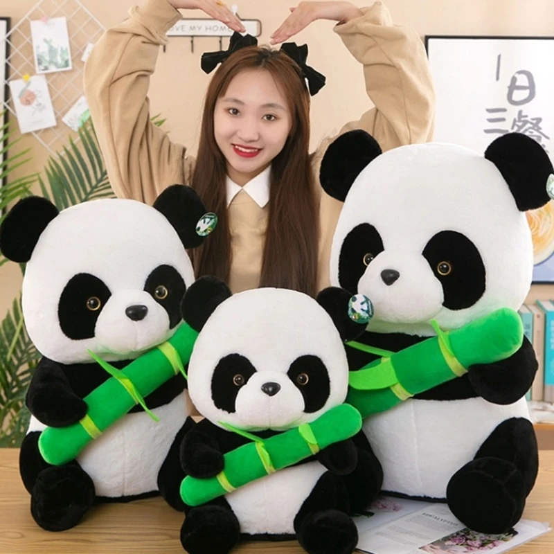 12/16 Brinquedo pelúcia macio bambu-panda para crianças Boneca panda Travesseiro pelúcia fofo Decoração casa