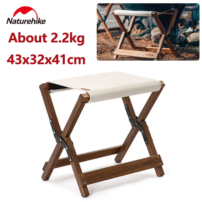

Naturehike Folding Stool Ultralight Camping Outdoor Portable Fishing Travel Beach Seat Solid Wood Mini Chair Canvas Beech