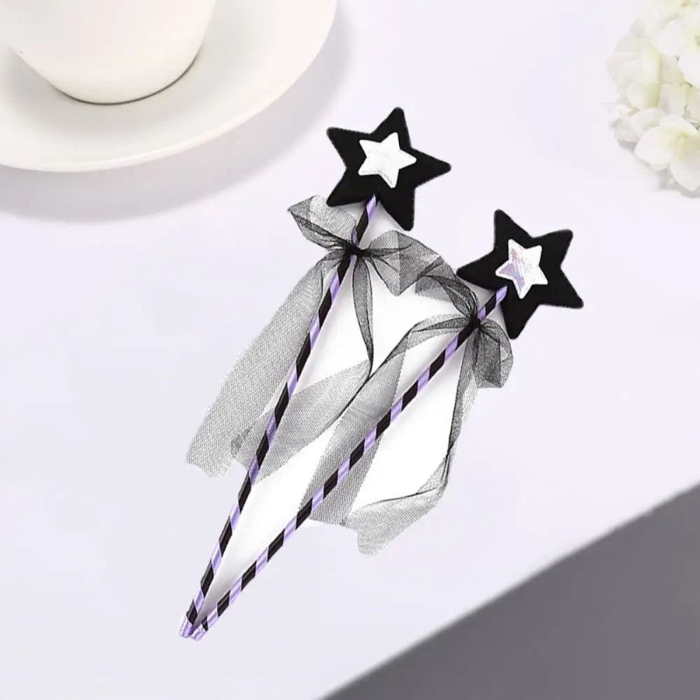 Dreamlike Star Fairy Wand Five Pointed Star Girls Wand Princess Wand Black Colorful Kids Stick Wand Cosplay Props