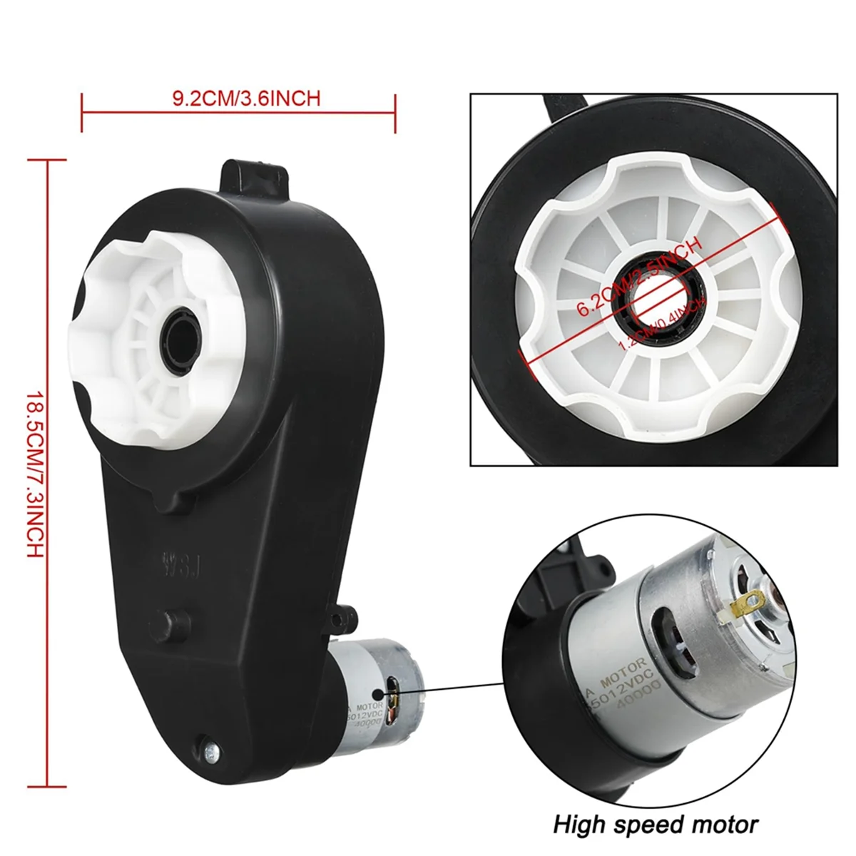 

A06R 2 Pcs Kids Ride on Car Gearbox 550 12V Motor 40000RPM Electric Motor with GearBox High Speed RS550 DC Motor Match