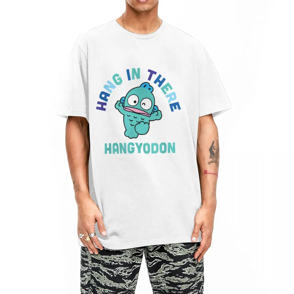 Hangyodon Hang In There T-Shirts Men Women Casual Pure Cotton Tee Shirt O Neck Short Sleeve T Shirt Birthday Gift Clothes