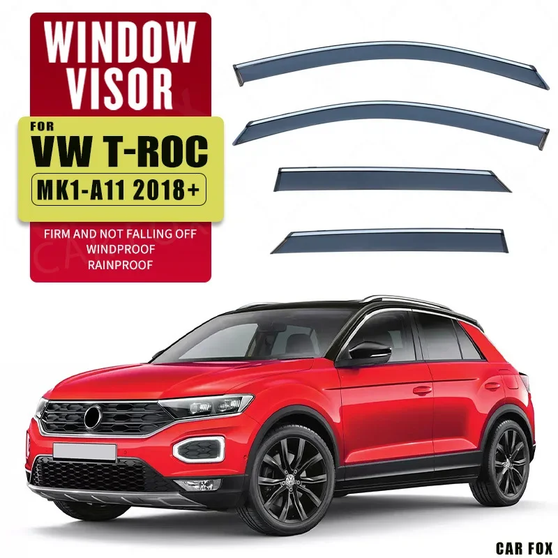 For Volkswagen T-ROC A11 2018+ Car Window Visor Awning Shelters Windshield Side Window Rain Sun Shade Auto Accessories