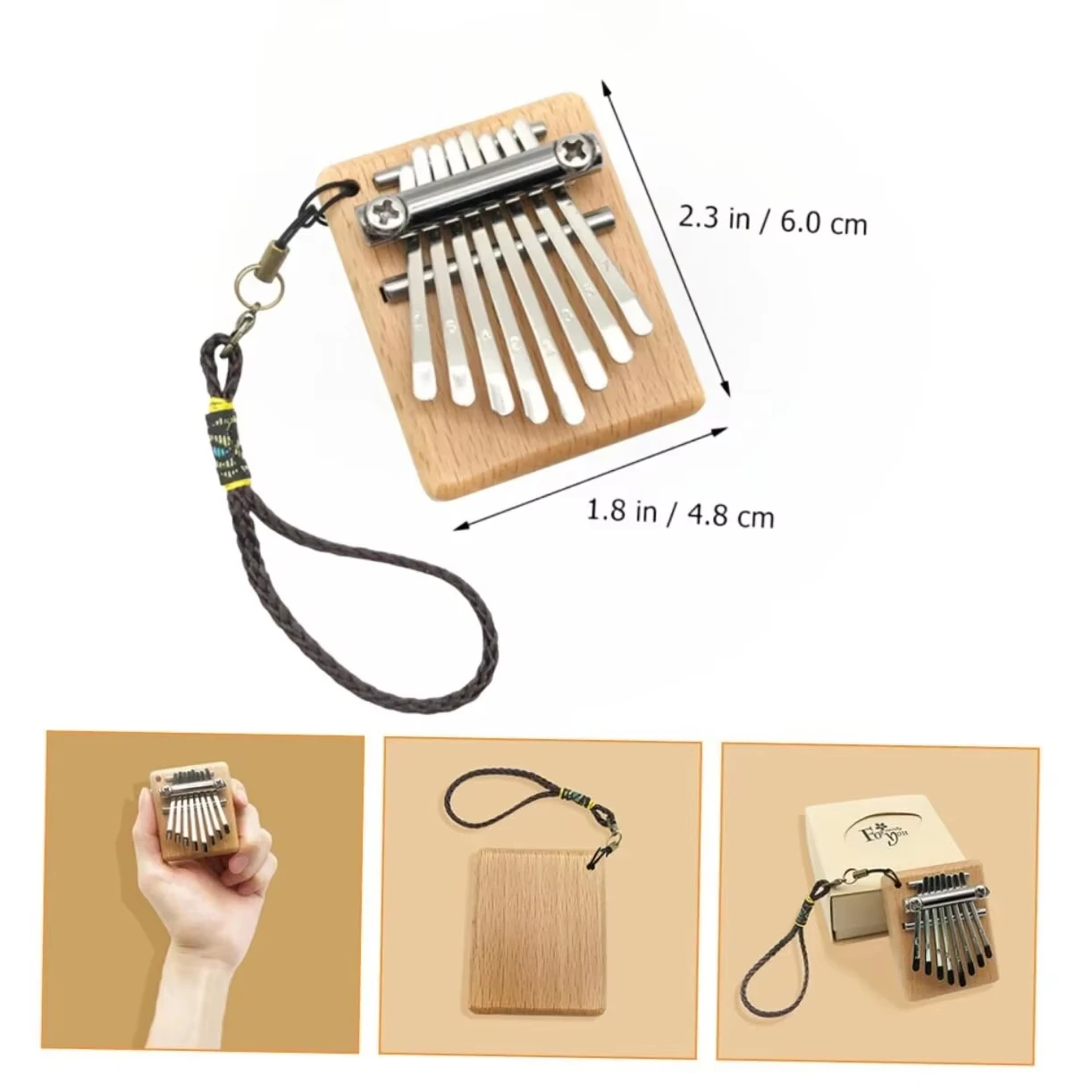 Miwayer Beech Wood 8-key Thumb Piano, Mini Portable Finger Instrument Stress Relief Gift