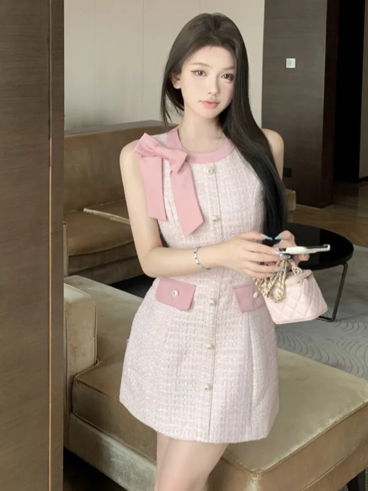 

Женское элегантное модное мини-платье для девочек, новинка 2023 года, Vestido Femininos, маленькое ароматное летнее платье во французском стиле