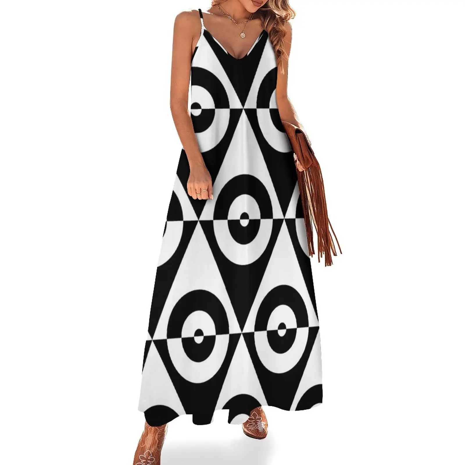 

Black & White 1960's Style Two Tone Ska Mod Sleeveless Dress summer dresses evening dresses ladies